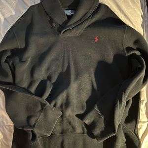 Mens POLO Ralph Lauren cotton shawl neck sweater.  Black. XXL